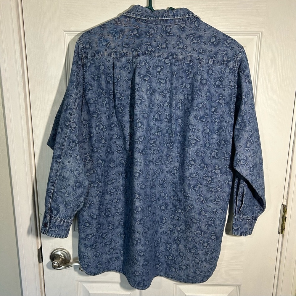 Eddie Bauer Vintage Womens Denim Button Up Size 12 Floral Print Cotton USA - Picture 8 of 13